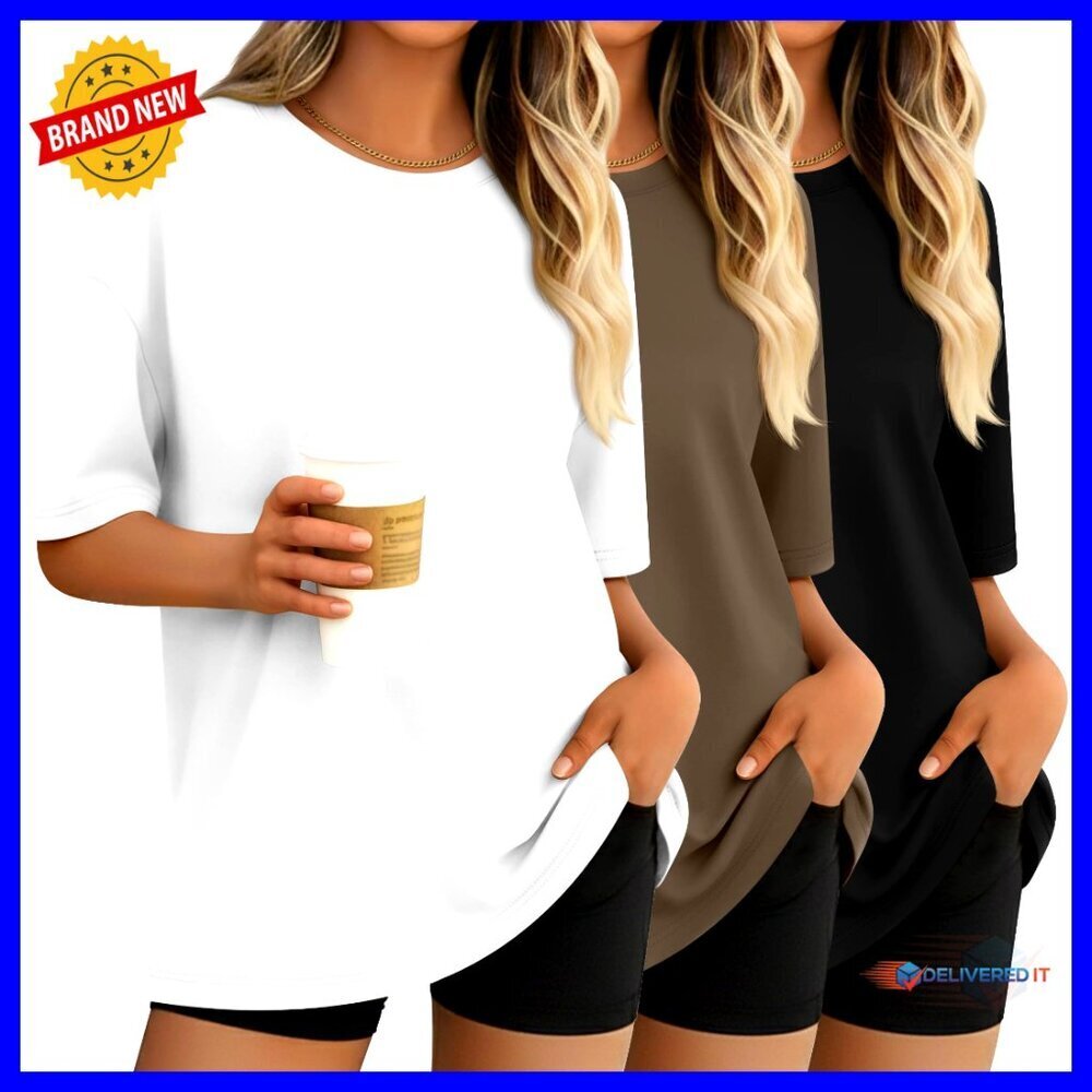 Oversized Drop Shoulder T-Shirts Soft Stretchy Fabric Loose Fit Casual Tops